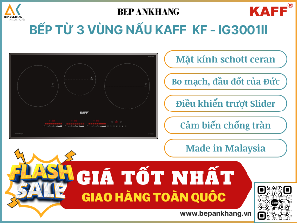 Bếp từ 3 vùng nấu KAFF KF - IG3001II - Made in Malaysia